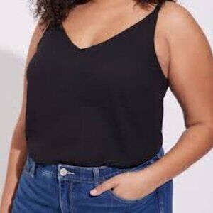 Torrid Georgette V-Neck Cami Black Size 1X